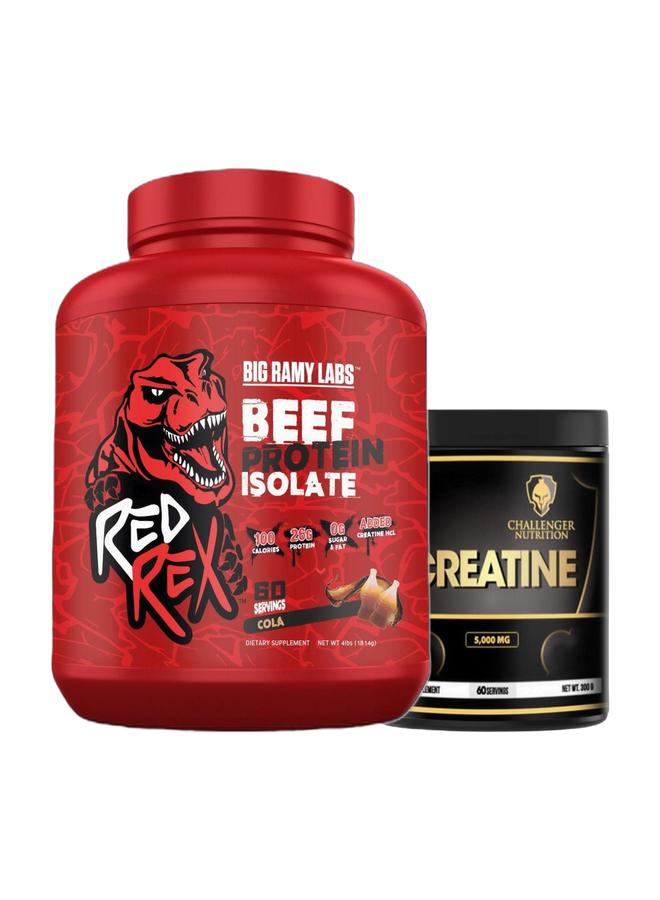 مختبرات رامي الكبرى REDREX - Beef Protein Isolate - Cola Flavor - 4lb - 60 serving & CHALLENGER NUTRITION - Creatine 300gm - 60 serving - Unflavored Bundle - Image 3
